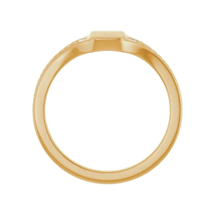 14K .03 CTW Engravable Diamond Signet Ring – 14K Yellow Gold – Alternate View