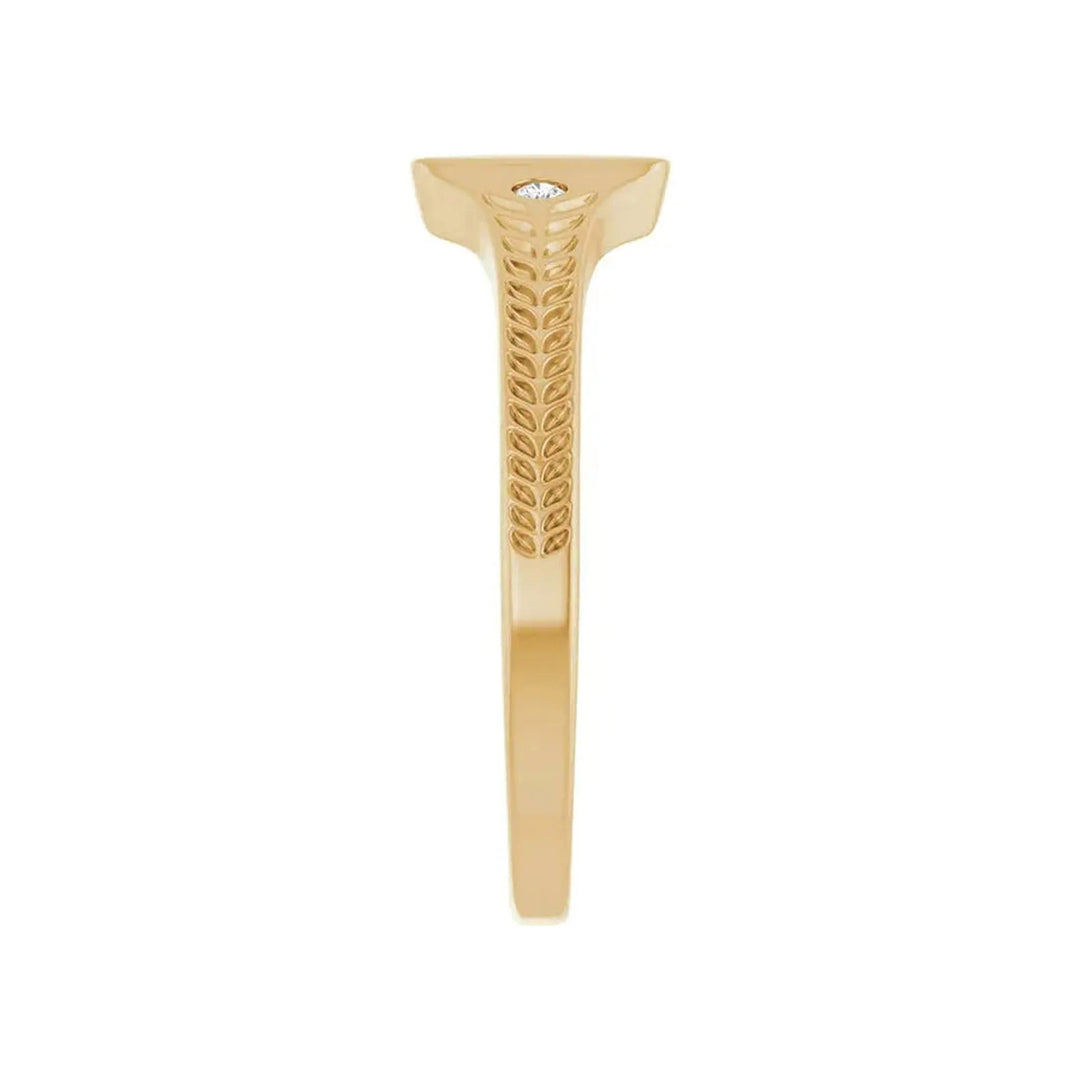 14K .03 CTW Engravable Diamond Signet Ring – 14K Yellow Gold – Alternate View