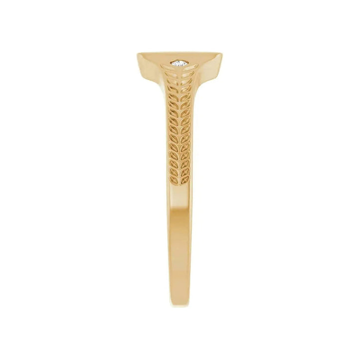 14K .03 CTW Engravable Diamond Signet Ring – 14K Yellow Gold – Alternate View