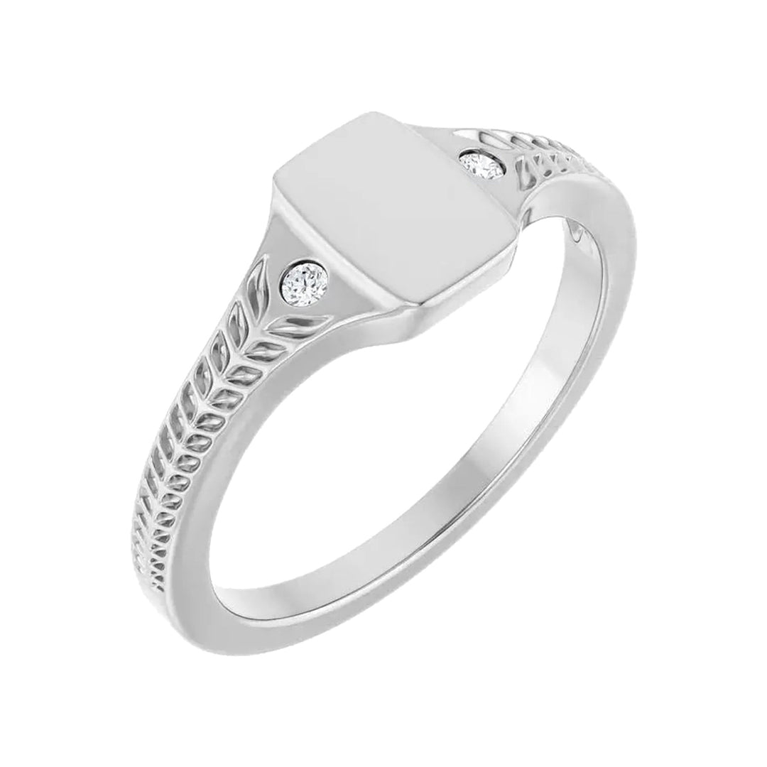 14K .03 CTW Engravable Diamond Signet Ring