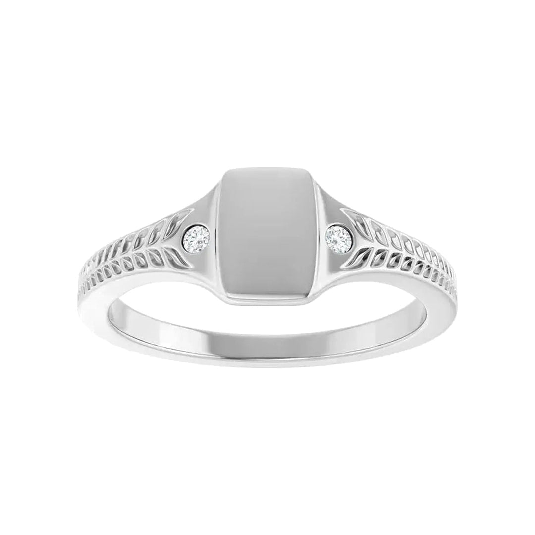 14K .03 CTW Engravable Diamond Signet Ring