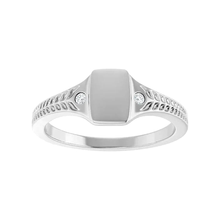 14K .03 CTW Engravable Diamond Signet Ring