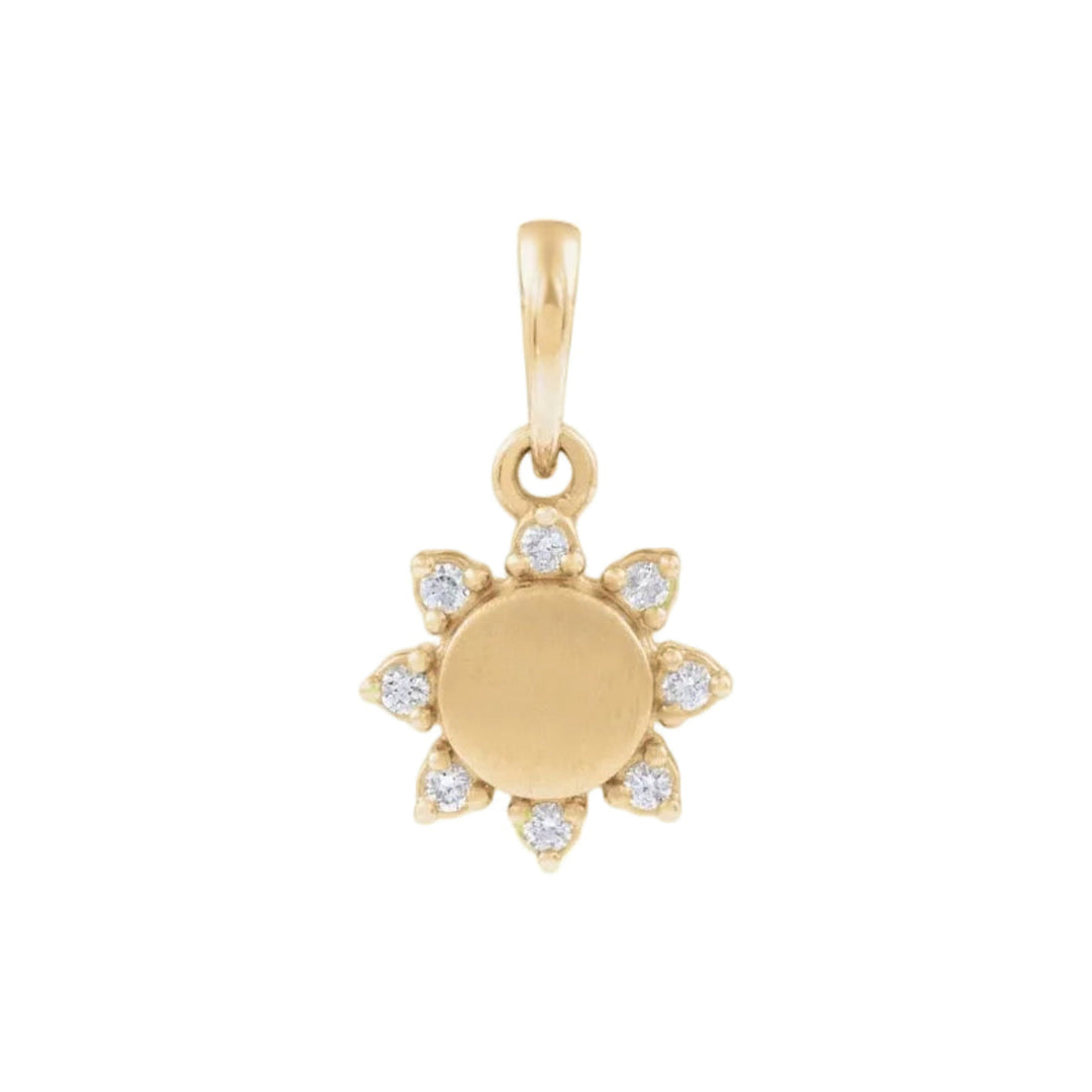 14K .06 CTW Lab Grown Diamond Engravable Pendant 14KY Front View-Embark Fine Jewelry