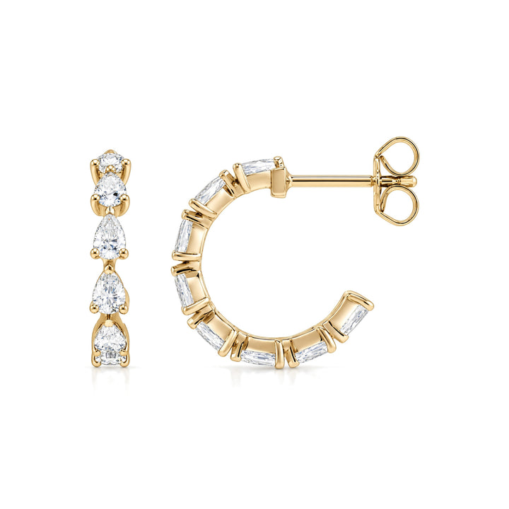 14K 1 1/4 CTW Pear Diamond Huggies