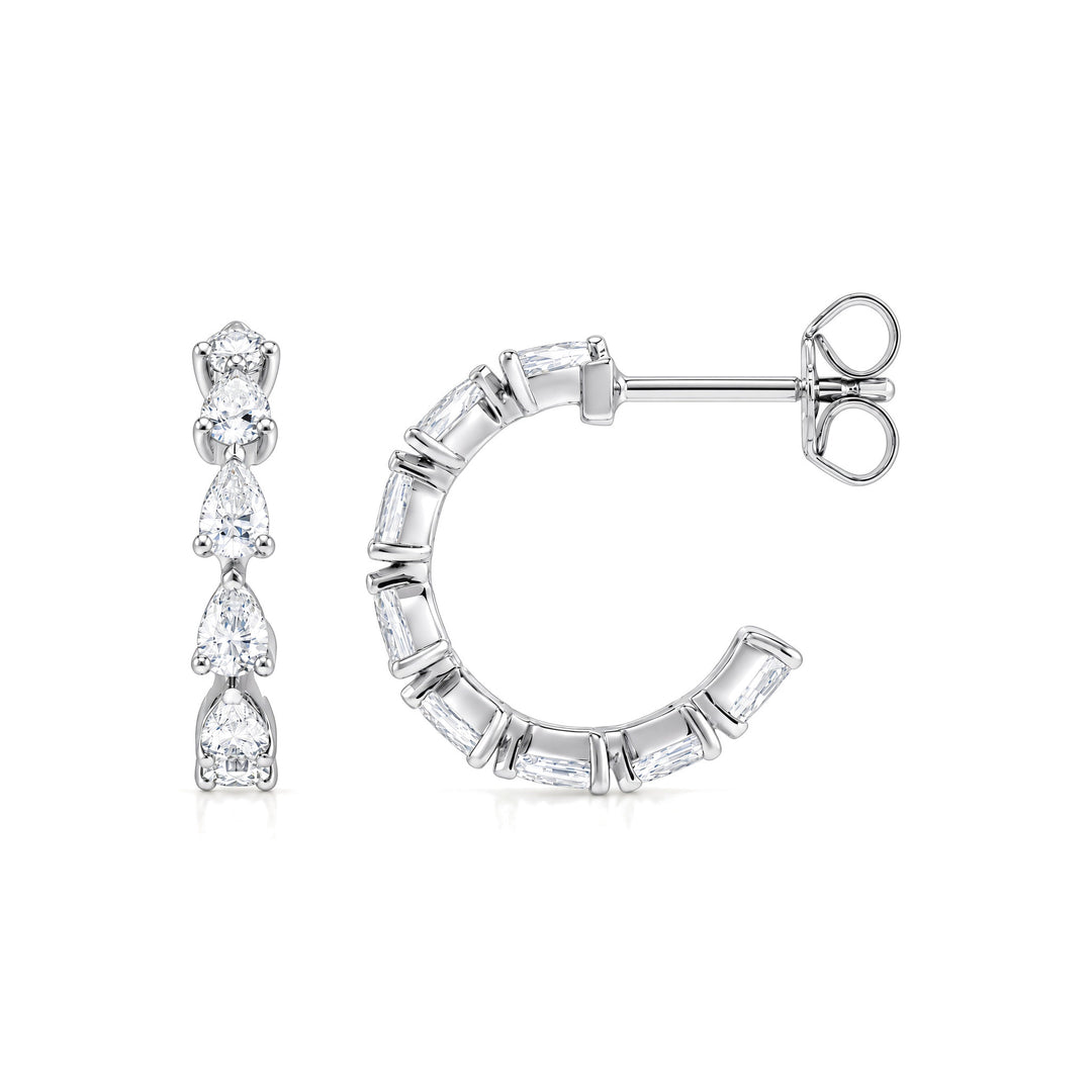 14K 1 1/4 CTW Pear Diamond Huggies