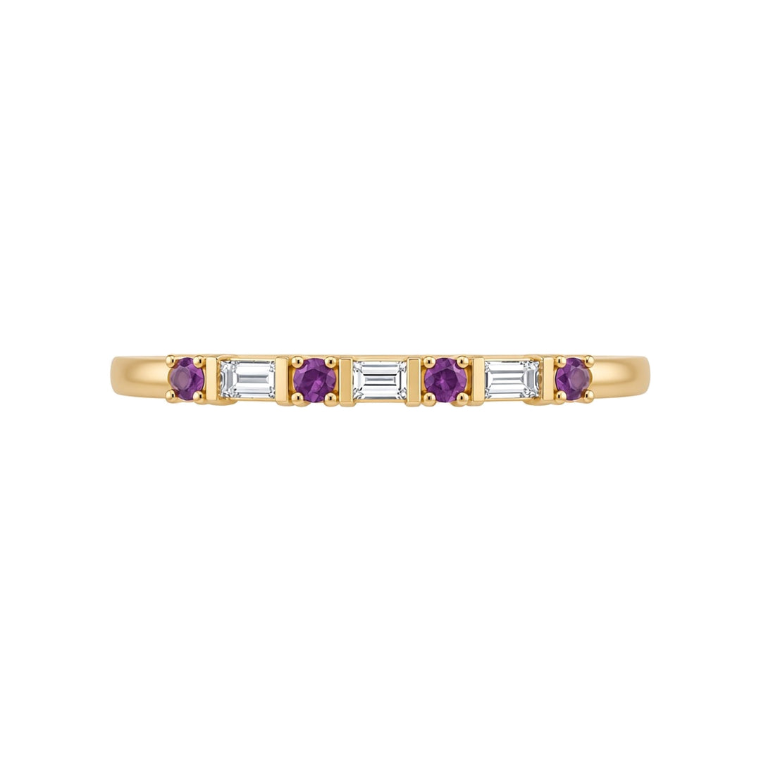 14K 1/10 CTW Natural Diamond &amp; Gemstone Stackable Ring – 14K Yellow Gold – Front View