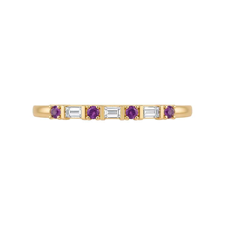 14K 1/10 CTW Natural Diamond &amp; Gemstone Stackable Ring – 14K Yellow Gold – Front View