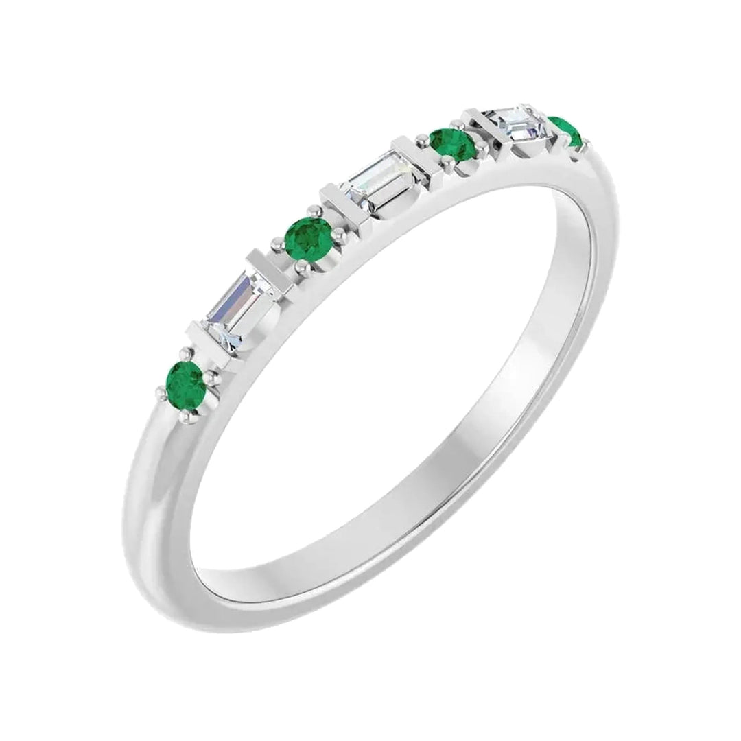 14K 1/10 CTW Natural Diamond &amp; Gemstone Stackable Ring