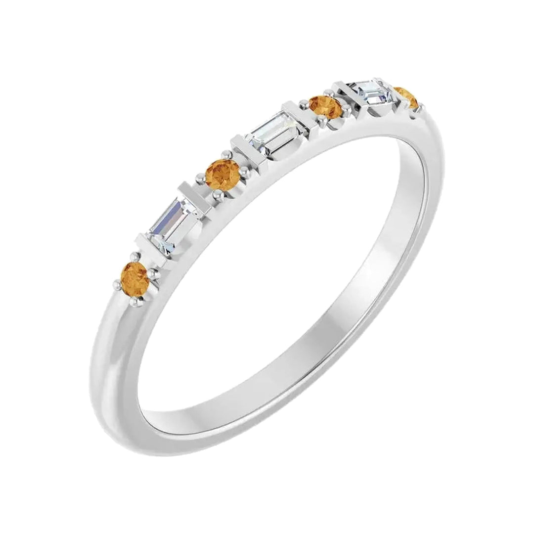 14K 1/10 CTW Natural Diamond &amp; Gemstone Stackable Ring