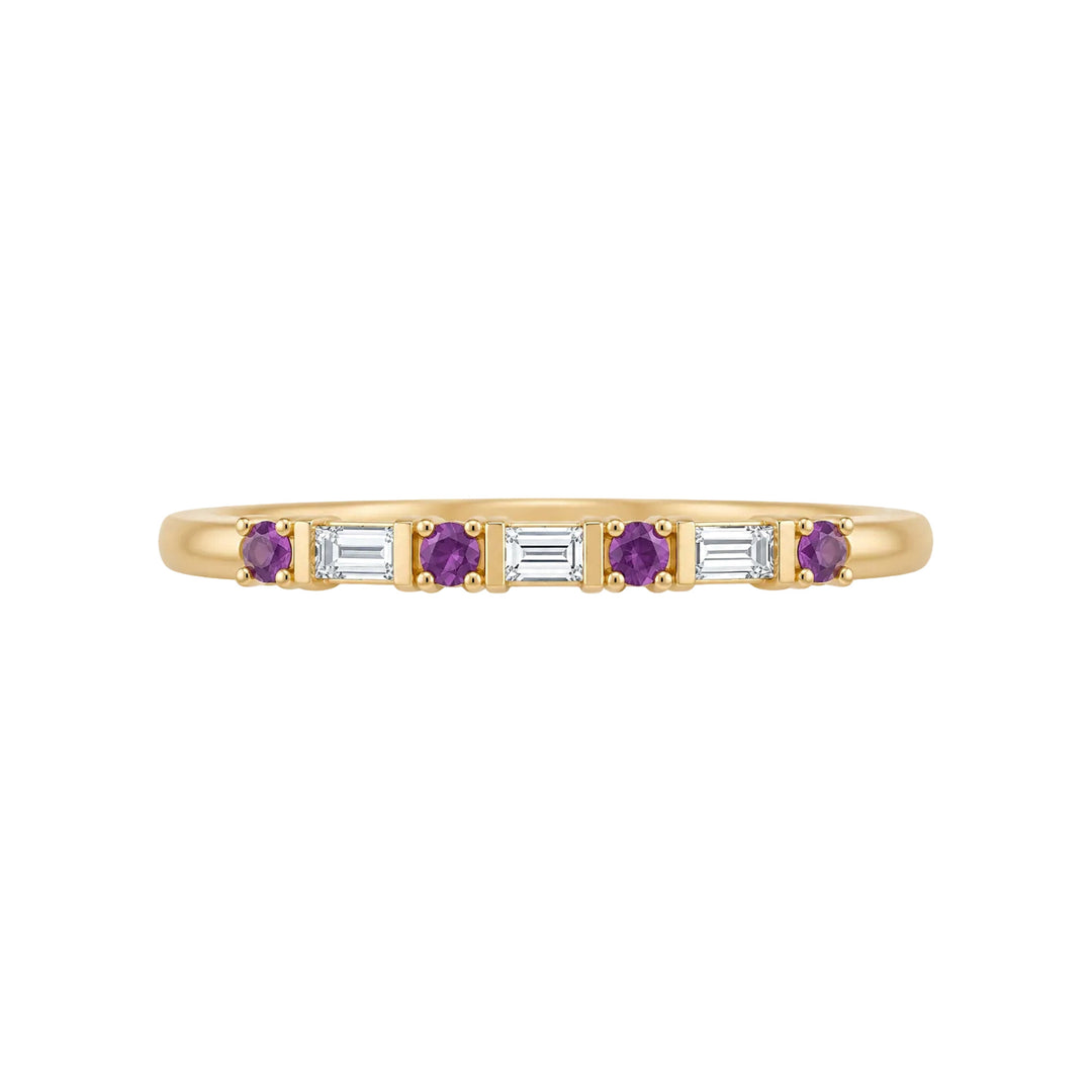 14K 1/10 CTW Natural Diamond &amp; Gemstone Stackable Ring – 14K Yellow Gold – Front