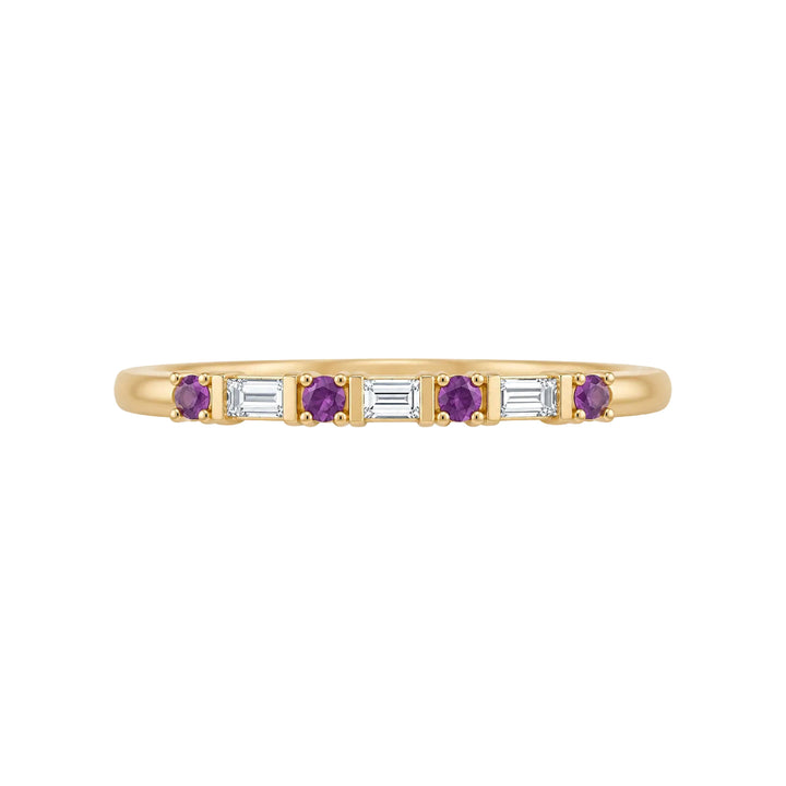 14K 1/10 CTW Natural Diamond &amp; Gemstone Stackable Ring – 14K Yellow Gold – Front