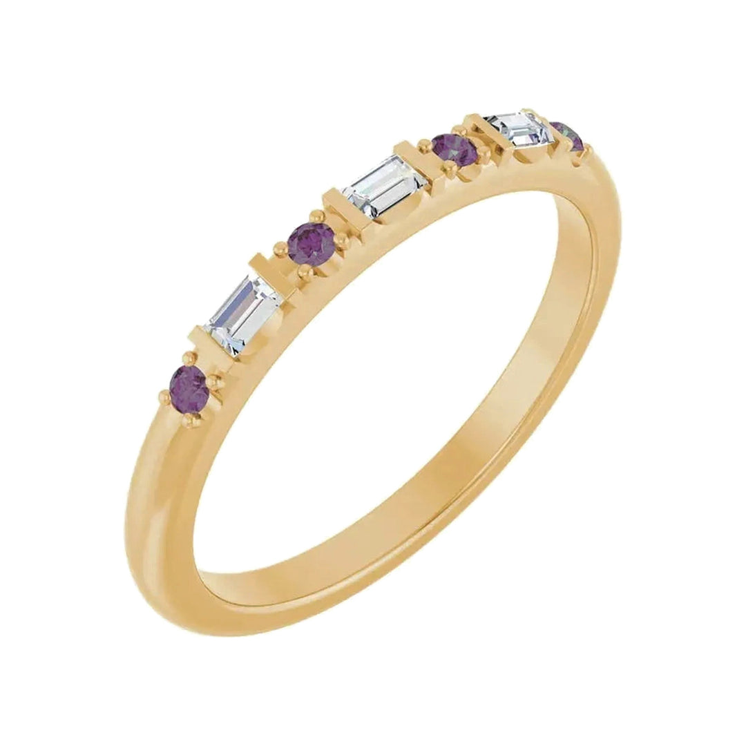 14K 1/10 CTW Natural Diamond &amp; Gemstone Stackable Ring – 14K Yellow Gold – Alternate View