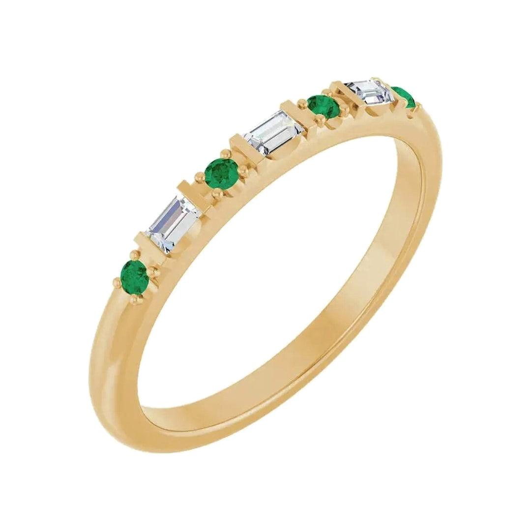 14K 1/10 CTW Natural Diamond &amp; Gemstone Stackable Ring – 14K Yellow Gold – Alternate View