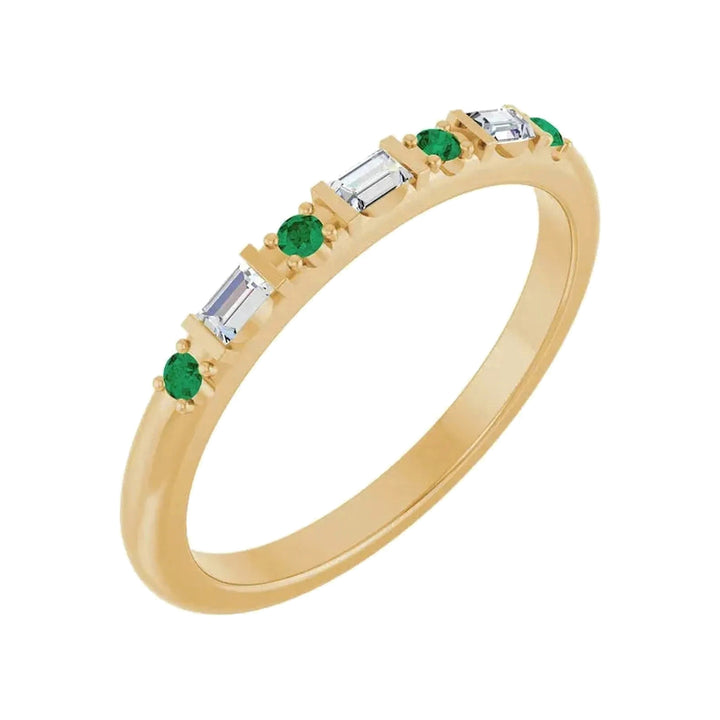 14K 1/10 CTW Natural Diamond &amp; Gemstone Stackable Ring – 14K Yellow Gold – Alternate View