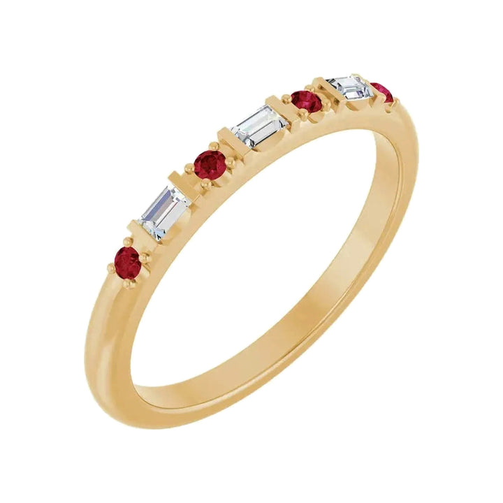 14K 1/10 CTW Natural Diamond &amp; Gemstone Stackable Ring – 14K Yellow Gold – Alternate View