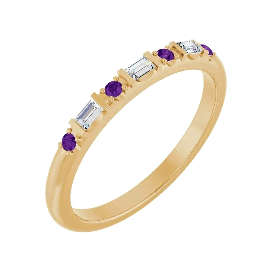 14K 1/10 CTW Natural Diamond &amp; Gemstone Stackable Ring – 14K Yellow Gold – Alternate View