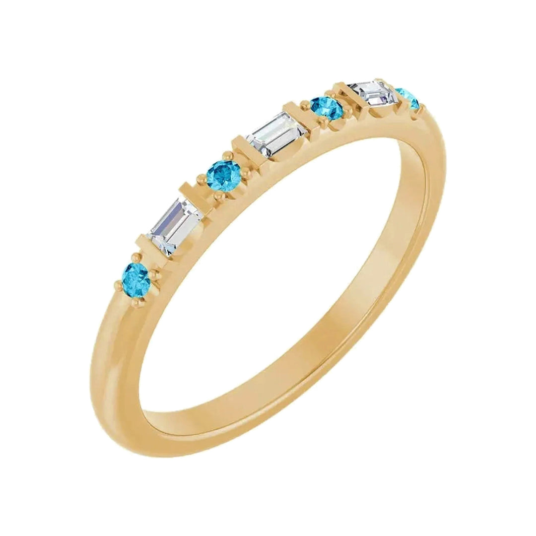 14K 1/10 CTW Natural Diamond &amp; Gemstone Stackable Ring – 14K Yellow Gold – Alternate View