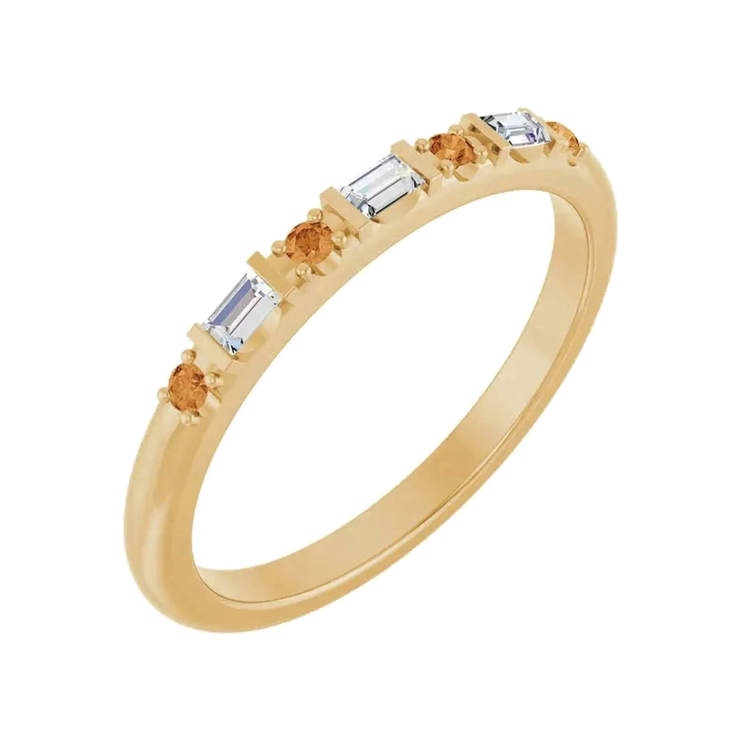 14K 1/10 CTW Natural Diamond &amp; Gemstone Stackable Ring – 14K Yellow Gold – Alternate View
