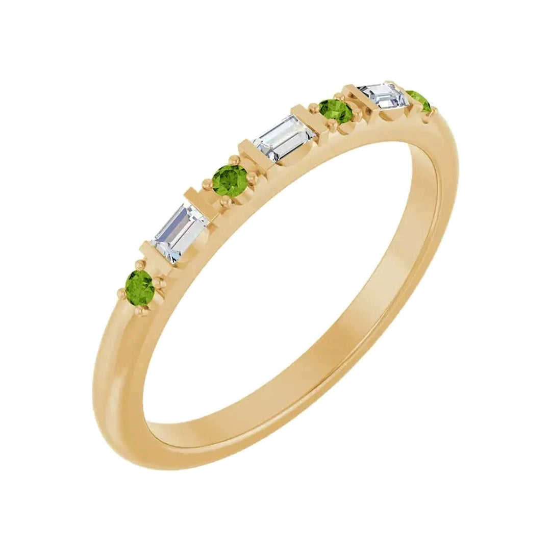 14K 1/10 CTW Natural Diamond &amp; Gemstone Stackable Ring – 14K Yellow Gold – Alternate View
