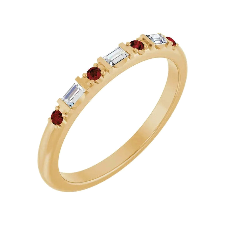14K 1/10 CTW Natural Diamond &amp; Gemstone Stackable Ring – 14K Yellow Gold – Alternate View