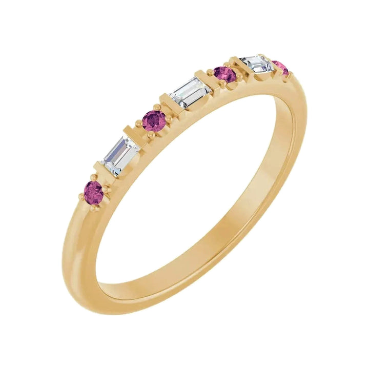 14K 1/10 CTW Natural Diamond &amp; Gemstone Stackable Ring – 14K Yellow Gold – Alternate View