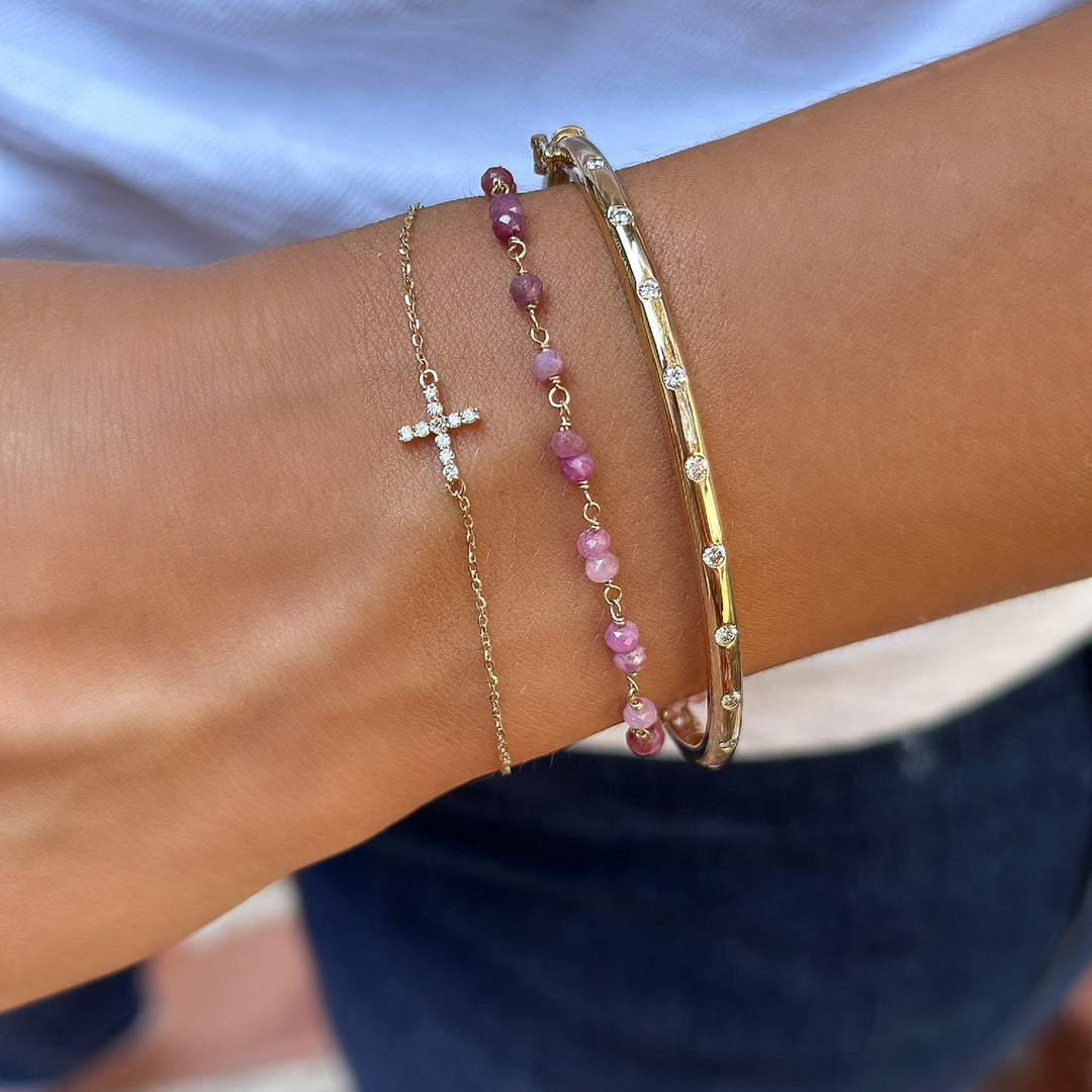 14K 1/10 CTW Natural Diamond Sideways Cross Bracelet-Embark Fine Jewelry