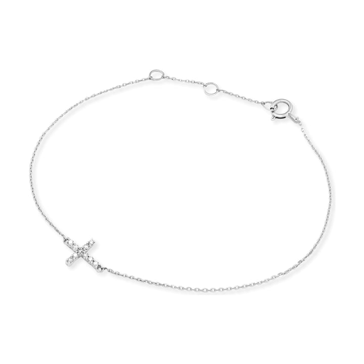 14K 1/10 CTW Natural Diamond Sideways Cross Bracelet-Embark Fine Jewelry