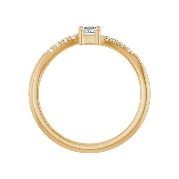 14K 1/2 CTW Emerald-Cut &amp; Round Diamond Accent Ring – 14K Yellow Gold – Alternate View