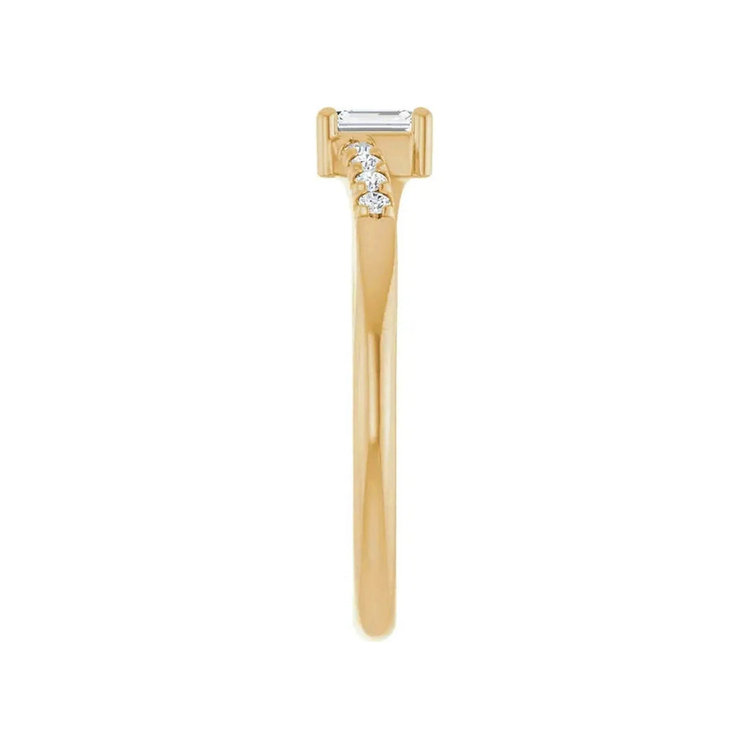 14K 1/2 CTW Emerald-Cut &amp; Round Diamond Accent Ring – 14K Yellow Gold – Alternate View