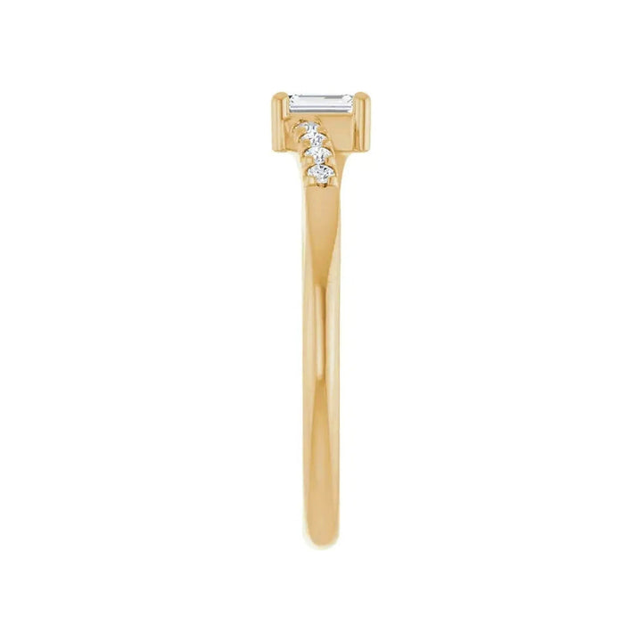 14K 1/2 CTW Emerald-Cut &amp; Round Diamond Accent Ring – 14K Yellow Gold – Alternate View