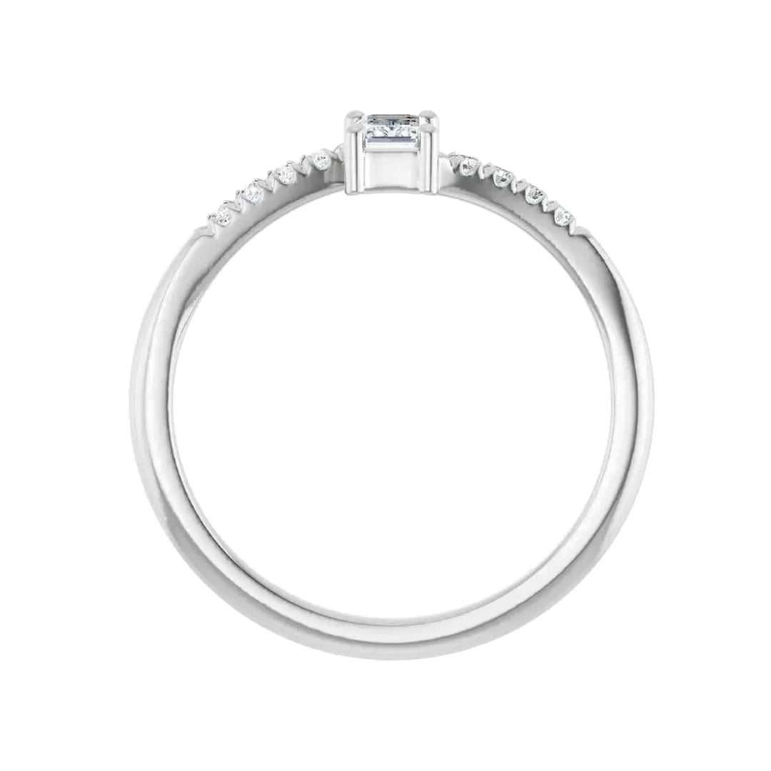 14K 1/2 CTW Emerald-Cut &amp; Round Diamond Accent Ring