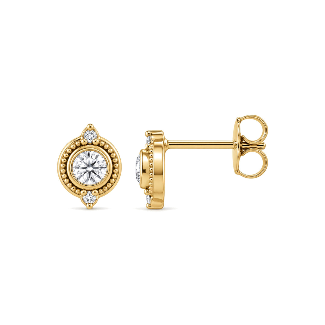 14K 1/5 CTW Bezel-Set Accented Earrings