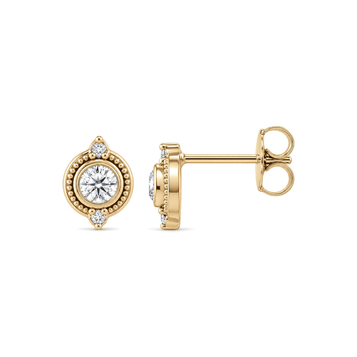 14K 1/5 CTW Bezel-Set Accented Earrings