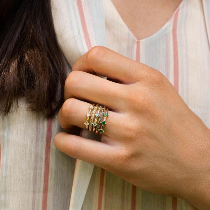 14K 1/5 CTW Three Stone Stackable Ring – On Hand