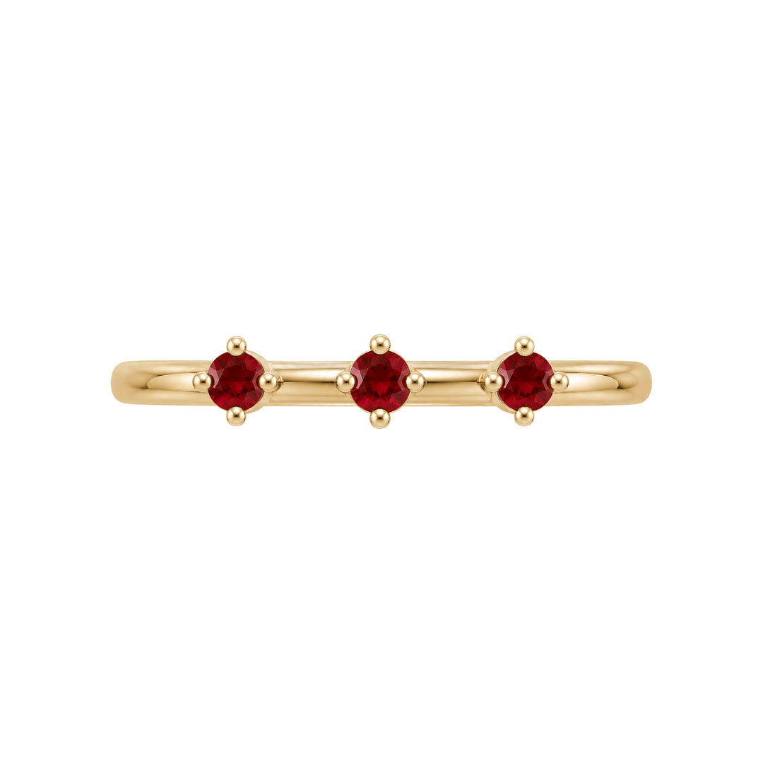 14K 1/5 CTW Three Stone Stackable Ring – 14K Yellow Gold – Front