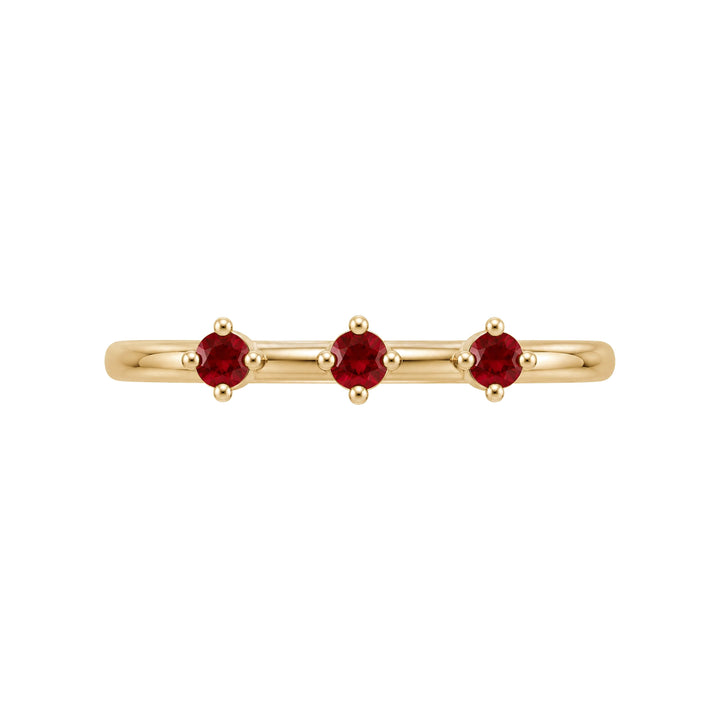 14K 1/5 CTW Three Stone Stackable Ring – 14K Yellow Gold – Front