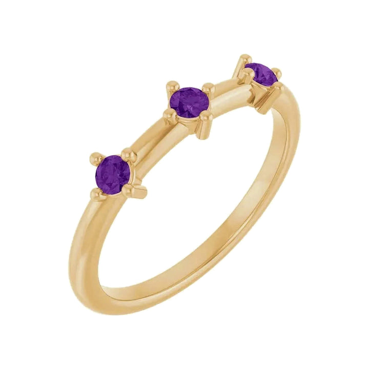 14K 1/5 CTW Three Stone Stackable Ring – 14K Yellow Gold – Alternate View
