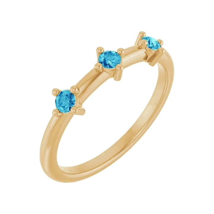 14K 1/5 CTW Three Stone Stackable Ring – 14K Yellow Gold – Alternate View