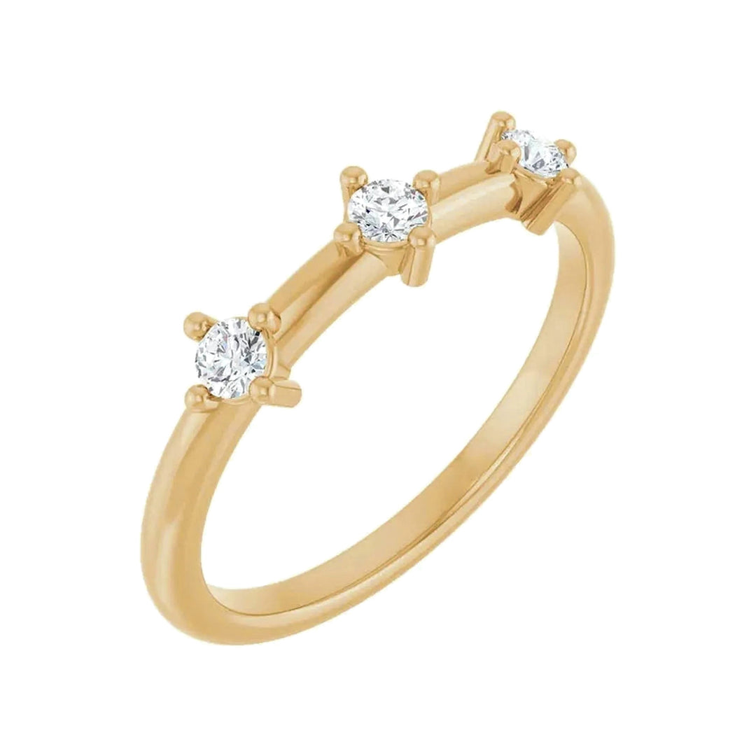 14K 1/5 CTW Three Stone Stackable Ring – 14K Yellow Gold – Alternate View