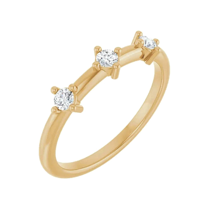 14K 1/5 CTW Three Stone Stackable Ring – 14K Yellow Gold – Alternate View