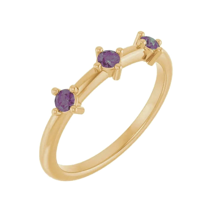 14K 1/5 CTW Three Stone Stackable Ring – 14K Yellow Gold – Alternate View