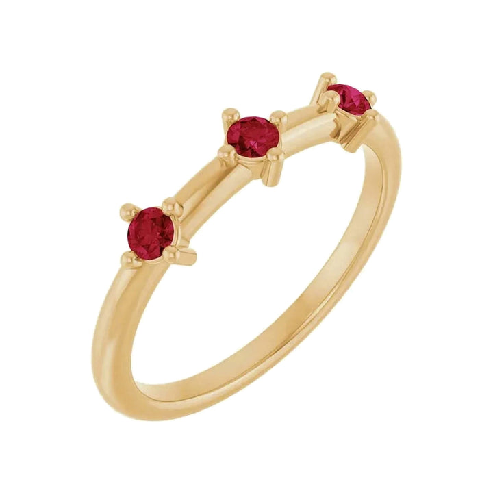 14K 1/5 CTW Three Stone Stackable Ring – 14K Yellow Gold – Alternate View