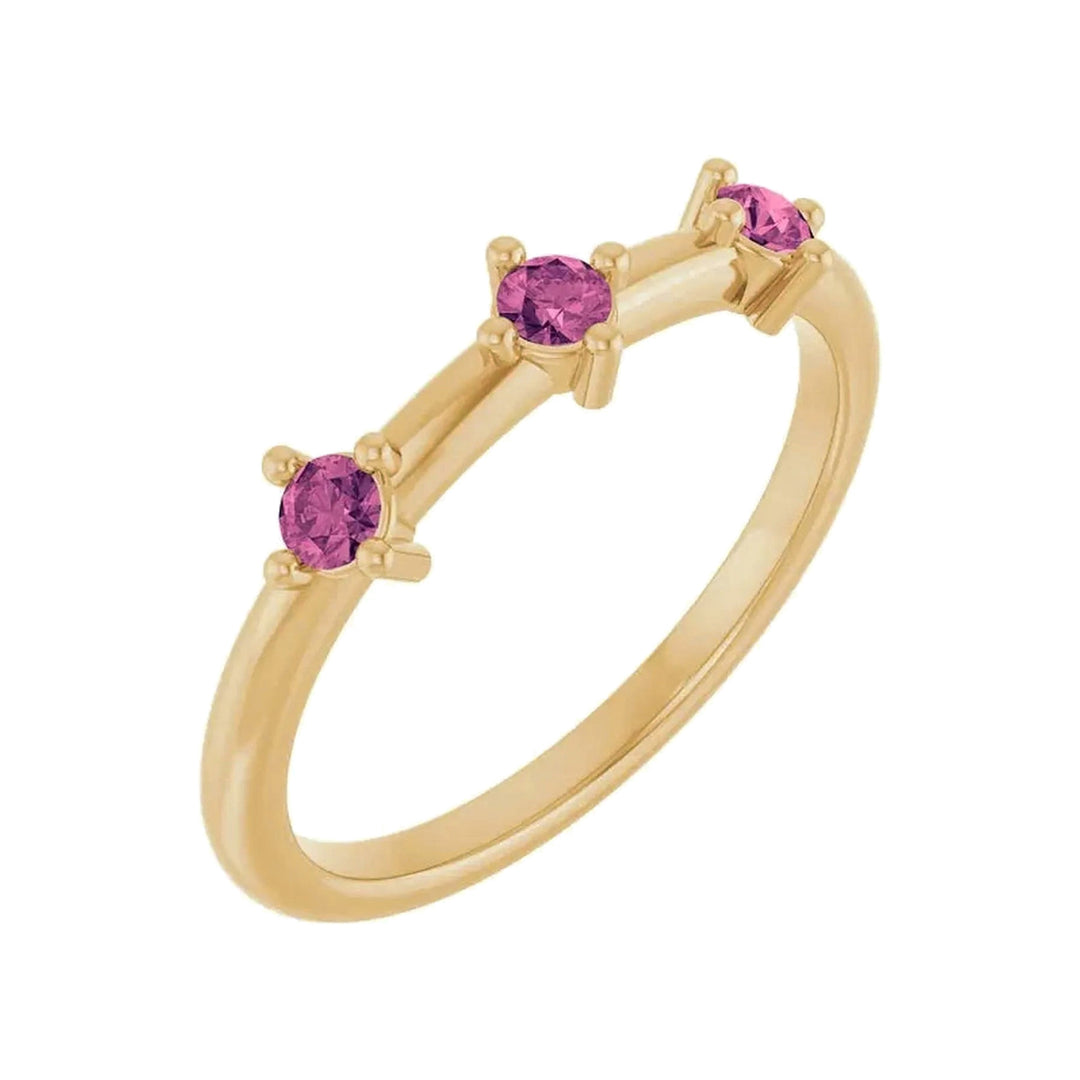14K 1/5 CTW Three Stone Stackable Ring – 14K Yellow Gold – Alternate View