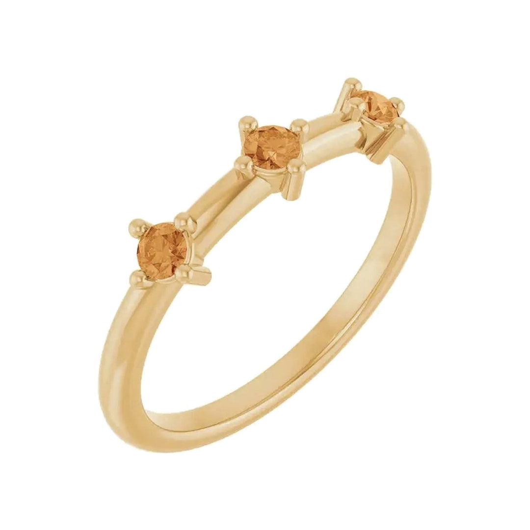 14K 1/5 CTW Three Stone Stackable Ring – 14K Yellow Gold – Alternate View
