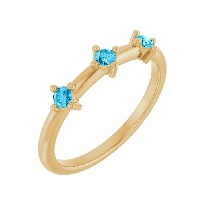 14K 1/5 CTW Three Stone Stackable Ring – 14K Yellow Gold – Alternate View