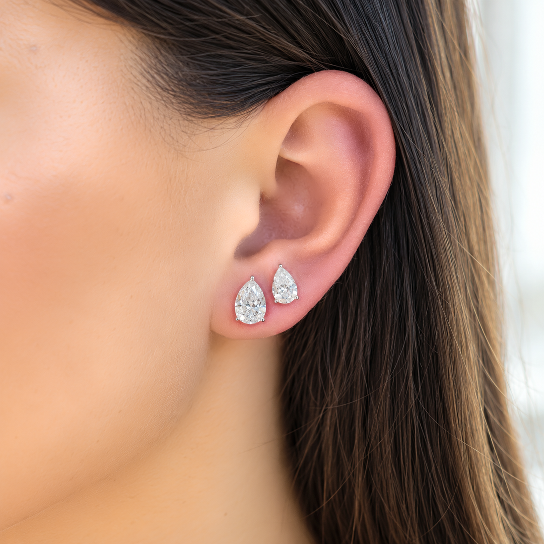 14K 3-Prong Lab-Grown Pear Martini Studs
