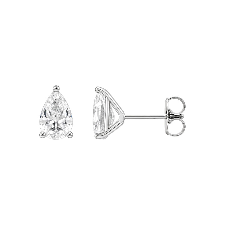 14K 3-Prong Lab-Grown Pear Martini Studs