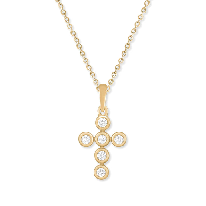 14K Bezel Diamond Cross Necklace-Embark Fine Jewelry