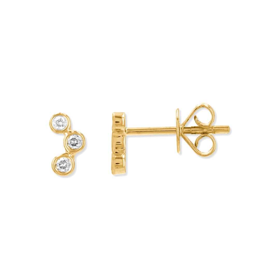 14K Bezel Trio Diamond Stud-Embark Fine Jewelry