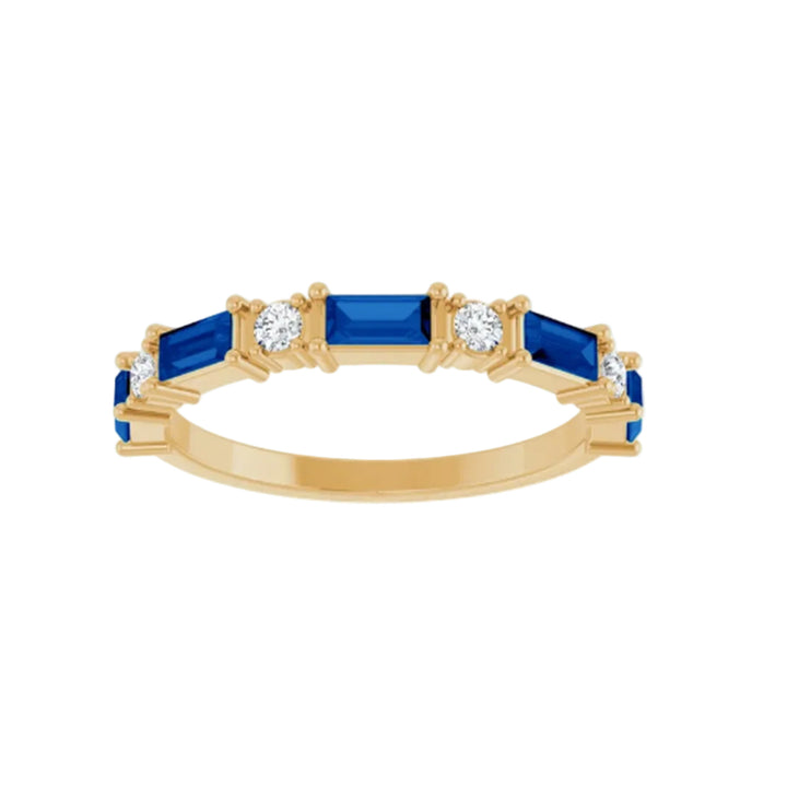 14K Birthstone &amp; Diamond Birthstone Ring – 14K Yellow Gold – Front View